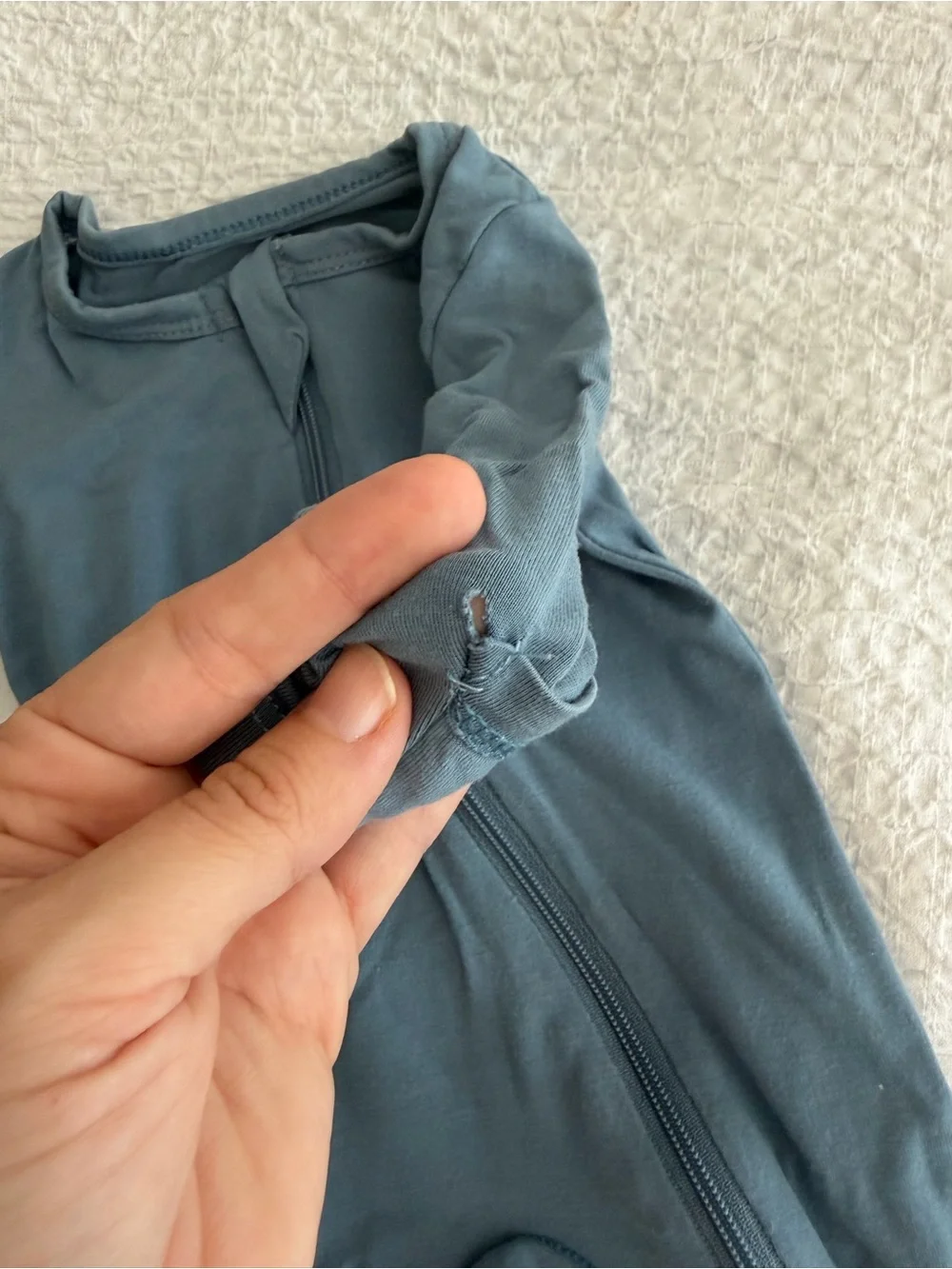 Blue Zipper Footed One-Piece Pajamas for baby